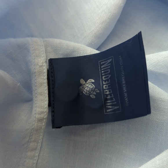 Vilebrequin Men Linen Shirt-Caroubis  Blue - Picture 14 of 16